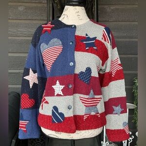 Design Options Philip Jane Gordon Americana Patriotic Stars & Stripes Sweater M